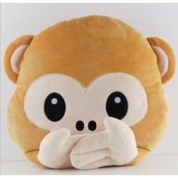 Soft Smiley Monkey Emoticon Brown Cushion Pillow Stuffed Plush Toy Doll (Do Not Speak)